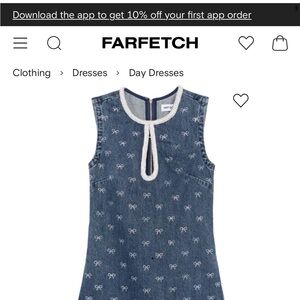 Self-Portrait Crystal-Bow Denim Mini Dress